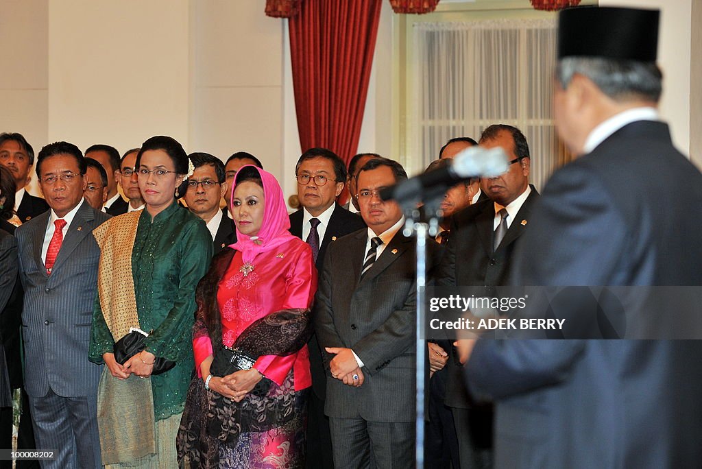 Outcoming Finance Minister Sri Mulyani I