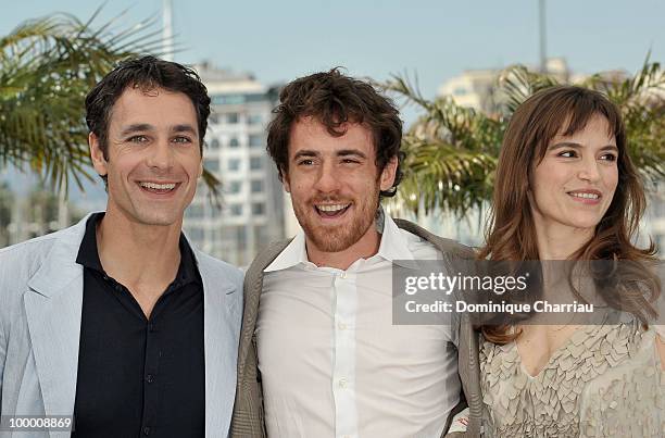 Actors Raoul Bova, Elio Germano and Stefania Montorsi attend the 'Our Life' Photo Call held at the Palais des Festivals during the 63rd Annual...