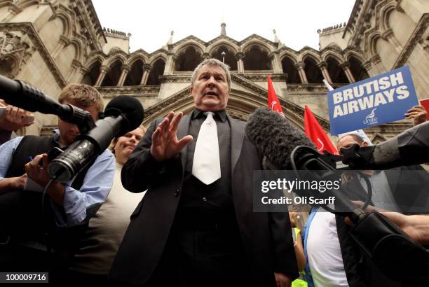 Derek Simpson , the Joint General Secretary of the Unite union, speaks to the media outside the High Court after the court overturned a ban on strike...