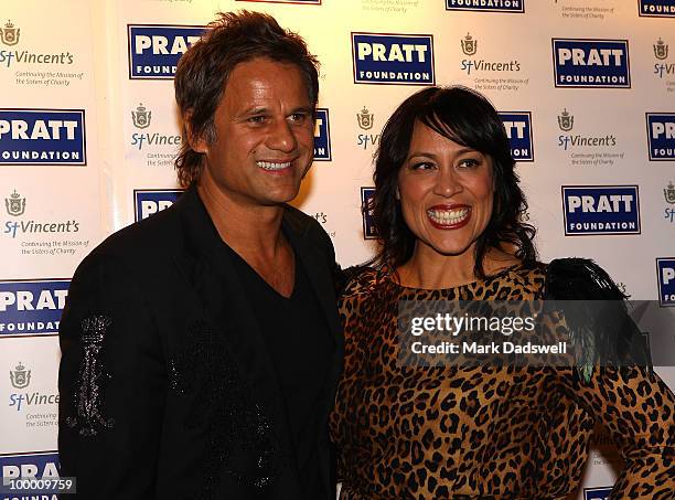 Singers Jon Stevens and Kate Ceberano arrive at the Pratt Foundation's "An Intimate Evening with Sir Bob Geldof" in support of St Vincent's Cancer...