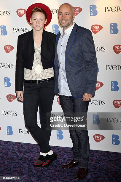 Elly jackson and Ben Langmaid of La Roux arrive at the 55th Ivor Novello Awards held at Grosvenor House Hotel on May 20, 2010 in London, England.