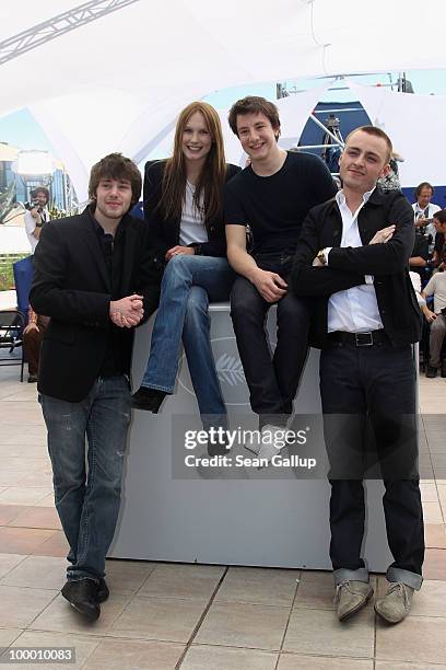 Actors Jules Pelissier,Arthur Mazet, actress Ana Girardot and actor Laurent Delbecque attend the "Lights Out" Photocall at the Palais des Festivals...