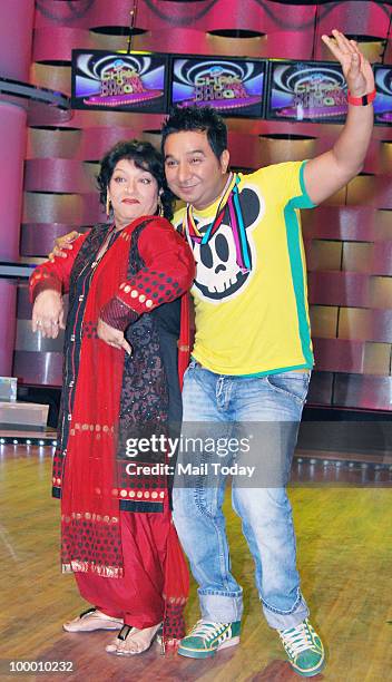 Choreographers Ahmed Khan and Saroj Khan on the sets of the show Chak Dhoom Dhoom in Mumbai on May 18, 2010.