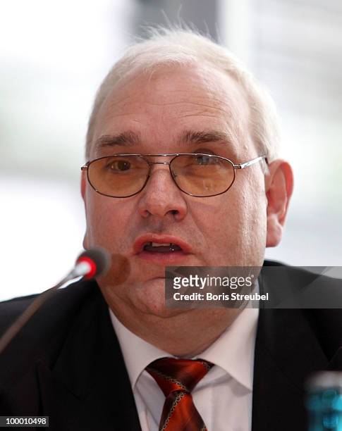 Hans-Werner Lange, president of the German Federation of the Blind and Visually Impaired People attends a press conference during the �Day of Blind...