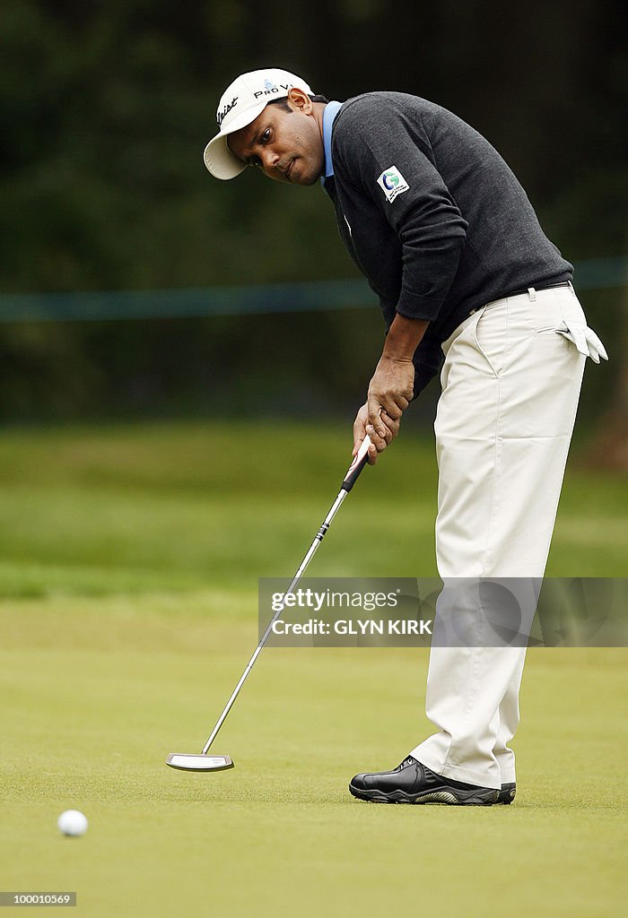 Indian golfer S.S.P Chowrasia putts on t