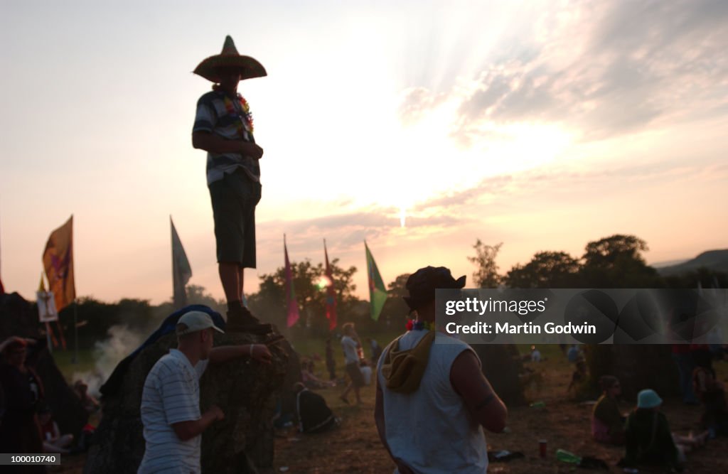 Glastonbury Stone Circle At Dusk