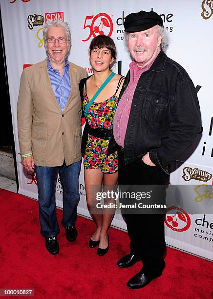 Peter Primont, CEO of Cherry Lane Music, musician Madi Diaz and musician Tom Paxton pose on the red carpet at the Cherry Lane Music Publishing's 50th...