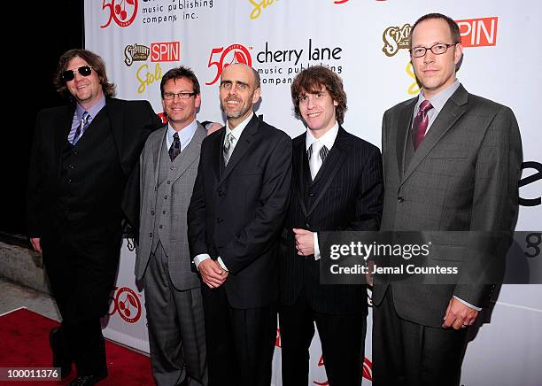 The band "Moe" poses on the red carpet at the Cherry Lane Music Publishing's 50th Anniversary celebration at Brooklyn Bowl in Brooklyn on May 19,...
