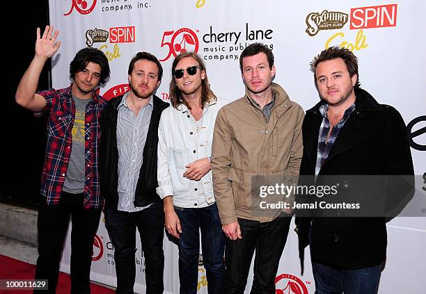The band "Delta Spirit" poses on the red carpet at the Cherry Lane Music Publishing's 50th Anniversary celebration at Brooklyn Bowl in Brooklyn on...