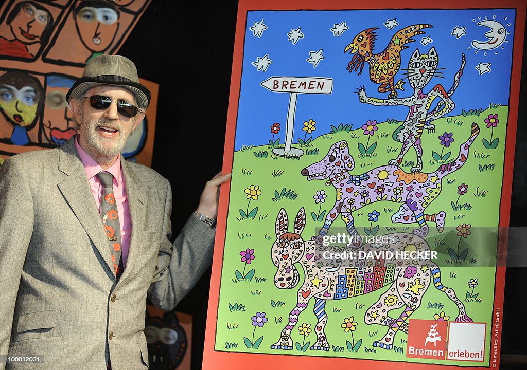 US pop-artist James Rizzi poses next to