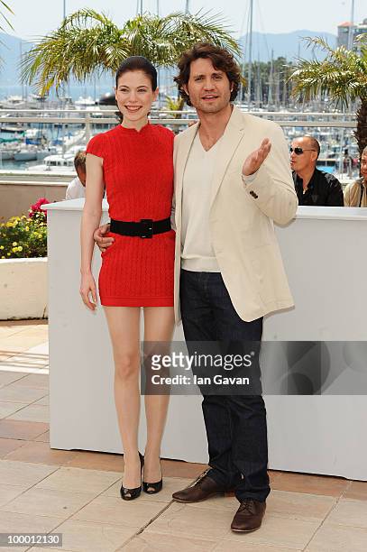 Actress Nora Von Waldstatten and Actor Edgar Ramirez attend the "Carlos" Photocall at the Palais des Festivals during the 63rd Annual Cannes Film...