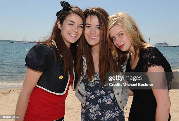 Actresses Jade Ramsey, Nikita Ramsey and Amanda Bauer attends the "Myth of the American Sleepover" Photocall held at the American Pavillion during...