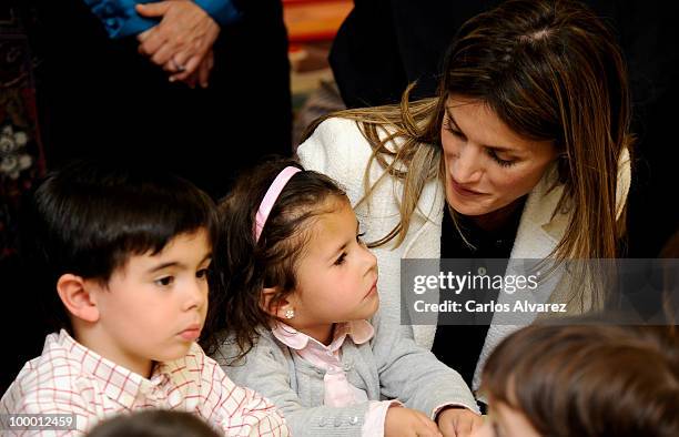 Princess Letizia of Spain visits "Infanta Leonor" school on May 20, 2010 in Castrillon, Asturias, Spain.