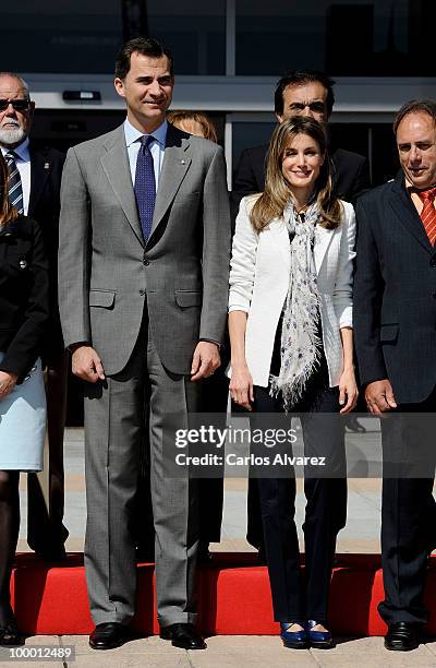 Prince Felipe of Spain and Princess Letizia of Spain visit "Infanta Leonor" school on May 20, 2010 in Castrillon, Asturias, Spain.