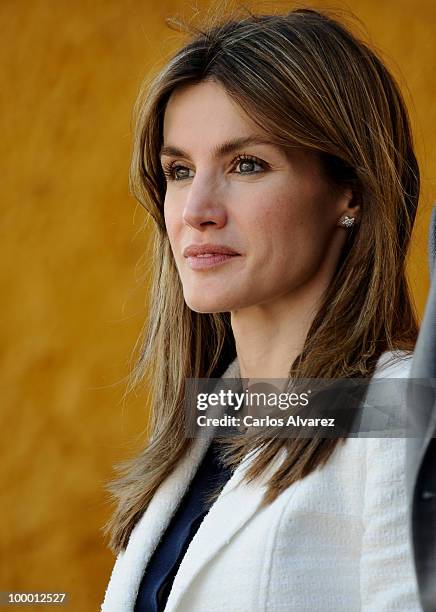 Princess Letizia of Spain visits "Infanta Leonor" school on May 20, 2010 in Castrillon, Asturias, Spain.