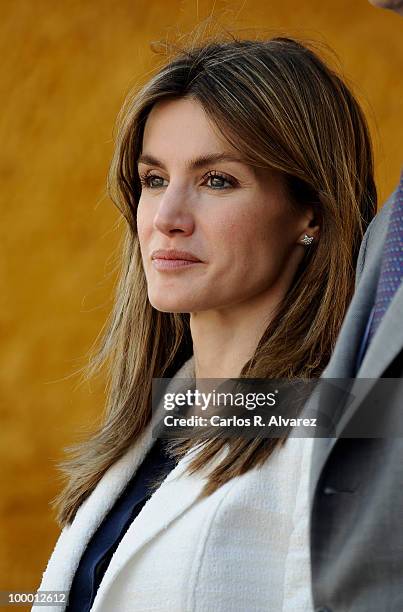 Princess Letizia of Spain visits "Infanta Leonor" school on May 20, 2010 in Castrillon, Asturias, Spain.