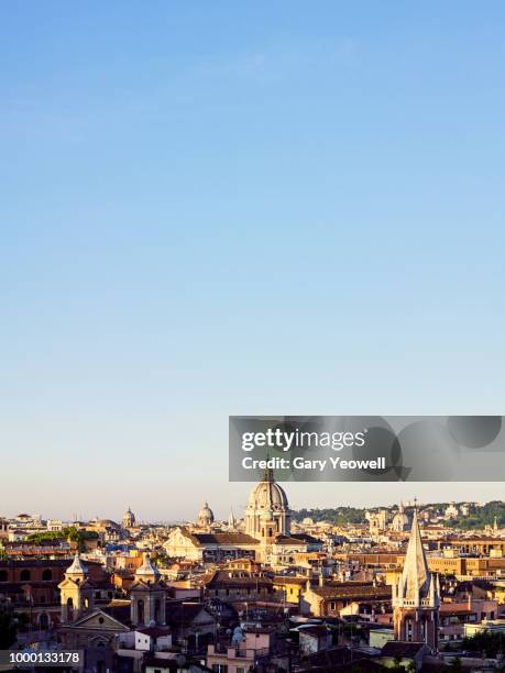 rome skyline and blue sky at sunset - rome italy skyline stock pictures, royalty-free photos & images