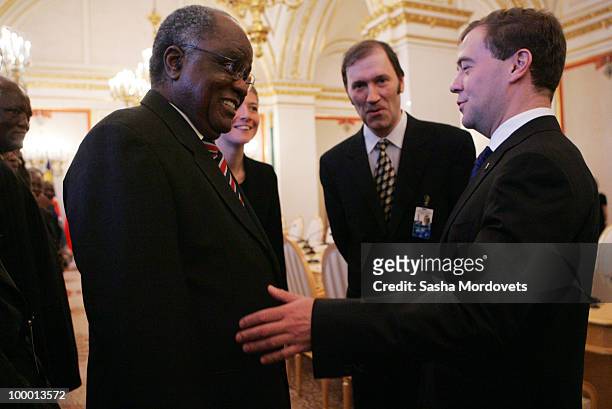 Russian President Dmitry Medvedev meets with Namibian President Pohamba at the Kremlin on May 20, 2010 in Moscow, Russia. Namibian President...