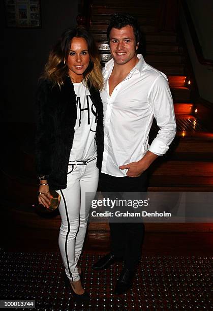 Pip Edwards and Adam Ashley-Cooper arrive for the Chandon Supper Club after party at The ArtHouse on May 20, 2010 in Sydney, Australia.