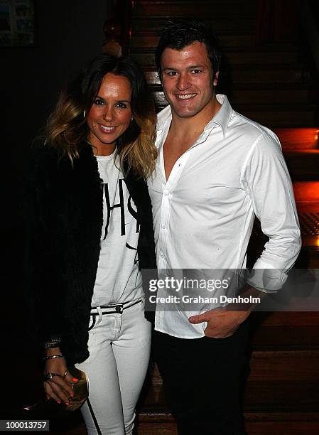 Pip Edwards and Adam Ashley-Cooper arrive for the Chandon Supper Club after party at The ArtHouse on May 20, 2010 in Sydney, Australia.