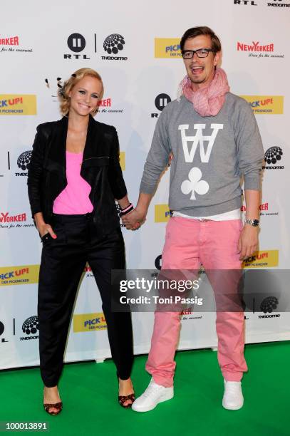 Host Mirjam Weichselbraun and tv host Joachim 'Joko' Winterscheidt arrive at 'The Dome 54' at Schleyerhalle on May 20, 2010 in Stuttgart, Germany.