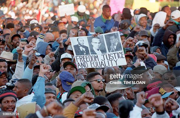Thousands of people gather on the Mall in front of the US Capitol during the "Million Man March" in Washington D.C., 16 October 1995. The march,...