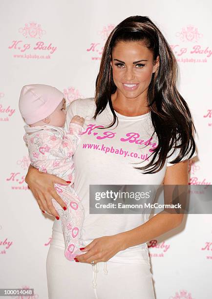 Katie Price attends photocall to launch her new range of Baby Clothes - KP BABY on May 20, 2010 in London, England.