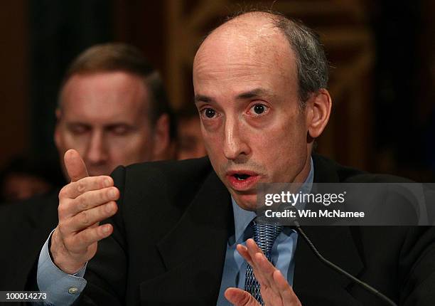 Commodity Futures Trading Commission Chairman Gary Gensler testifies before the Senate Banking, Housing and Urban Affairs Committee May 20, 2010 in...