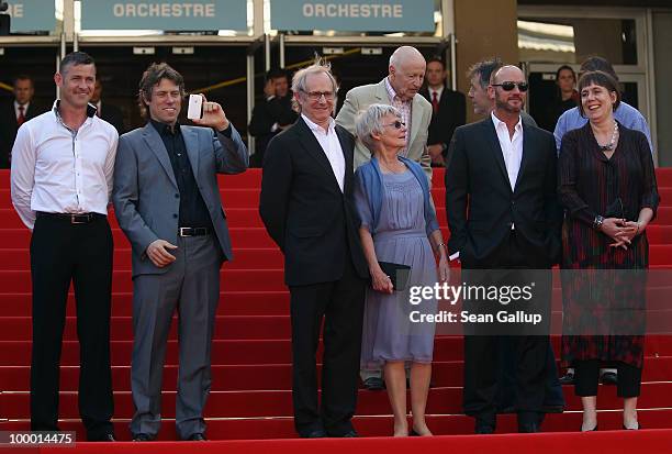 Screen writer Paul Laverty, John Bishop, director Ken Loach and wife Lesley Ashton, Mark Womack, Producer Rebecca O'Brien attend the "Route Irish"...