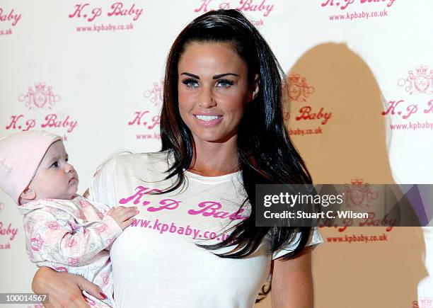 Katie Price attends photocall to launch her new range of Baby Clothes - KP BABY on May 20, 2010 in London, England.