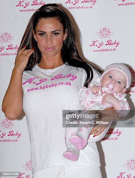 Katie Price attends photocall to launch her new range of Baby Clothes - KP BABY on May 20, 2010 in London, England.