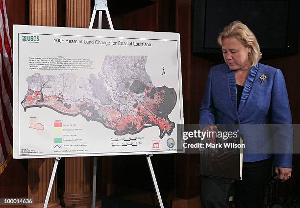 Senate Small Business committee Chairwoman Mary Landrieu , walks into a news conference at the U.S. Capitol on May 20, 2010 in Washington, DC. Sen....