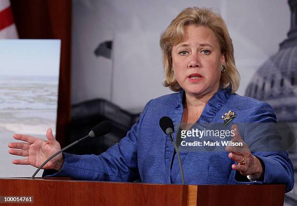 Senate Small Business committee Chairwoman Mary Landrieu speaks during a news conference at the U.S. Capitol on May 20, 2010 in Washington, DC. Sen....