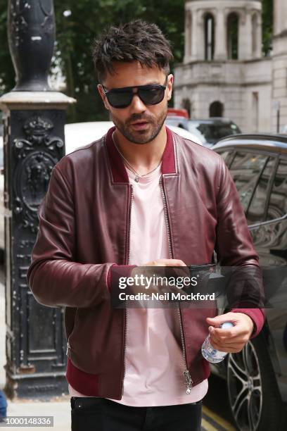 Dominic Cooper seen arriving at his hotel on July 16, 2018 in London, England.