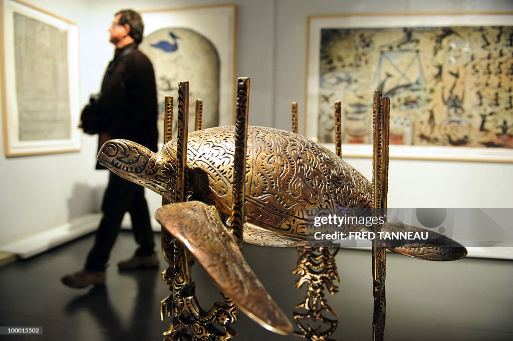 A visitor stands behind a "Dada, Mineral