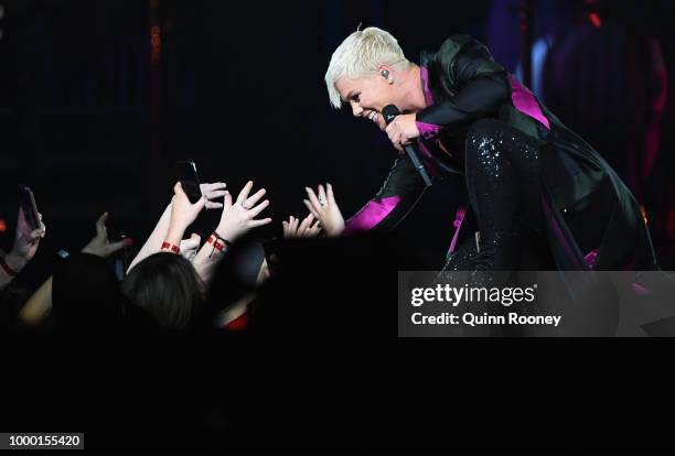 Pink performs at Rod Laver Arena on July 16, 2018 in Melbourne, Australia.