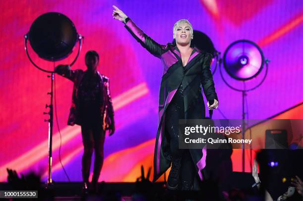 Pink performs at Rod Laver Arena on July 16, 2018 in Melbourne, Australia.