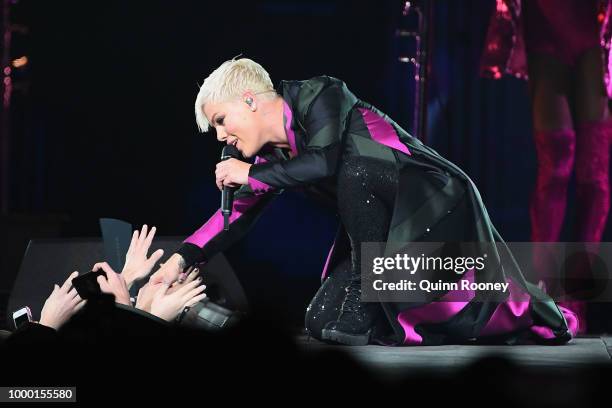 Pink performs at Rod Laver Arena on July 16, 2018 in Melbourne, Australia.