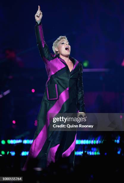 Pink performs at Rod Laver Arena on July 16, 2018 in Melbourne, Australia.