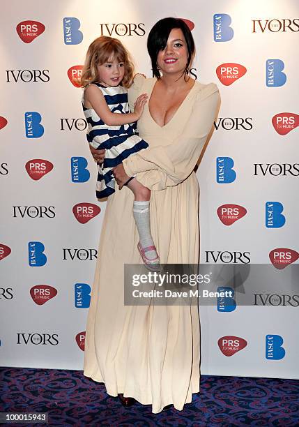 Lily Allen and her sister Teddy Rose Allen pose at the 55th Ivor Novello Awards held at Grosvenor House Hotel on May 20, 2010 London, England.