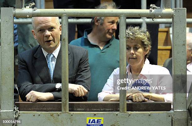 British Foreign Secretary William Hague looks during a cattle auction at the Thirsk rural business centre in Thirsk, north Yorkshire, England on May...