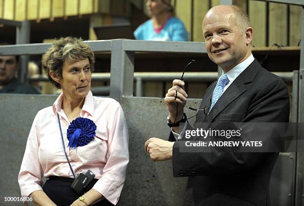 British Foreign Secretary William Hague speaks to farmers at the Thirsk rural business centre in Thirsk, north Yorkshire, England on May 20 Hague was...
