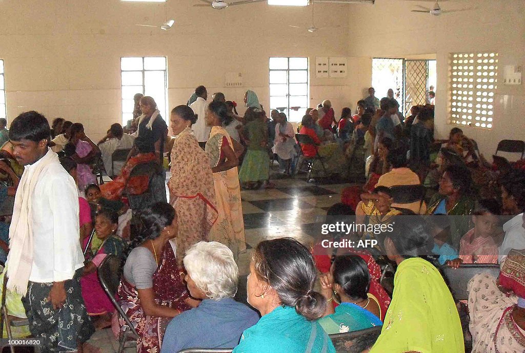 Indian people evacuated from a cyclone e