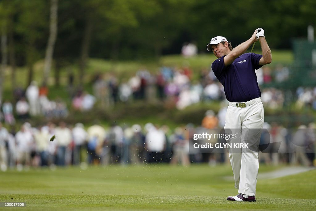 English golfer Lee Westwood watches his