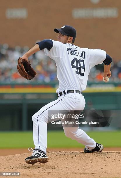 Rick Porcello of the Detroit Tigers pitches against the Chicago White Sox during the game at Comerica Park on May 18, 2010 in Detroit, Michigan. The...