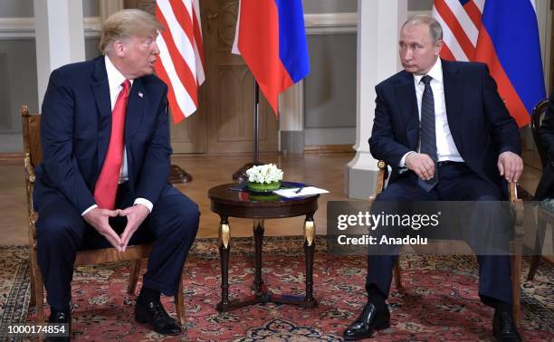 Russian President Vladimir Putin and U.S. President Donald Trump are seen during their meeting in Helsinki, Finland on July 16, 2018.