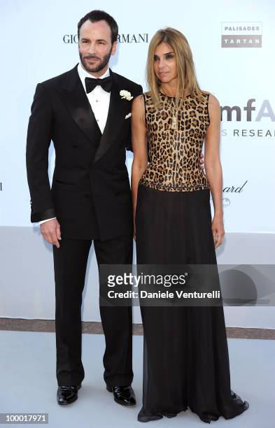 Designer Tom Ford and Editor in Chief French Vogue Karine Roitfeld arrives at amfAR's Cinema Against AIDS 2010 benefit gala at the Hotel du Cap on...