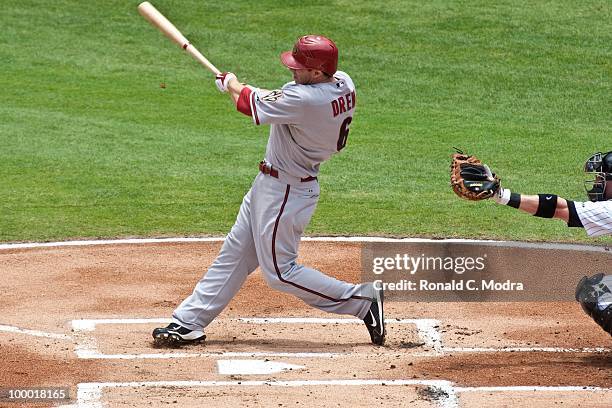 Stephen Drew of the Arizona Diamondbacks bats during a MLB game against the Florida Marlins in Sun Life Stadium on May 18, 2010 in Miami, Florida.