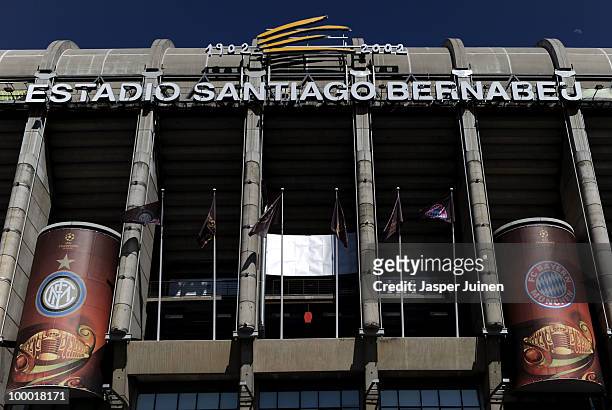 General view of the Santiago Bernabeu stadium where the UEFA Champions League final match between FC Bayern Muenchen and Inter Milan will be played,...