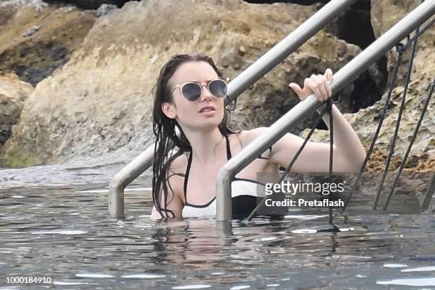 Lily Collins is seen on July 16, 2018 in Ischia, Italy.